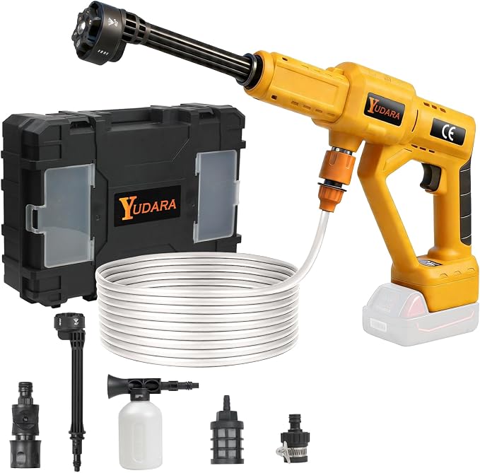 Cordless Cleaning Tool Compatible with Dewalt 20V Max Battery, Portable Handheld Vehicle Cleaner with 6-in-1 Nozzle & 16.5FT Drain Hose for Car/Fence/Patio/Deck/Bike Cleaning(Tool Only)