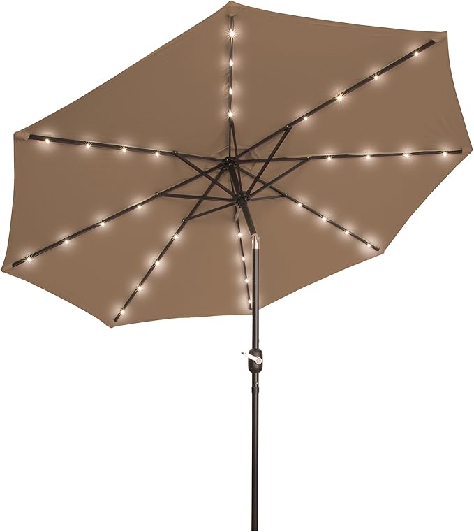 Trademark Innovations Deluxe Solar Powered LED Lighted Patio Umbrella - 9'