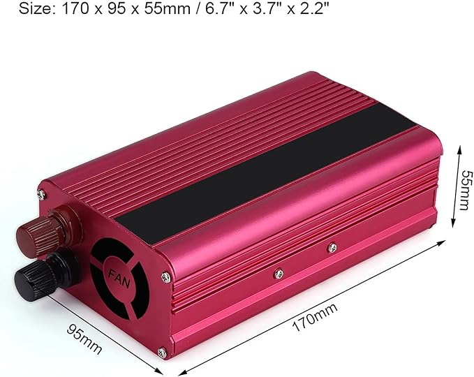 1500 Watt Inverter, Inversor de Corriente 12V DC A 110V, Power Inverter, with 3.1 A USB Port, for in Car Us, Vehicles, Red