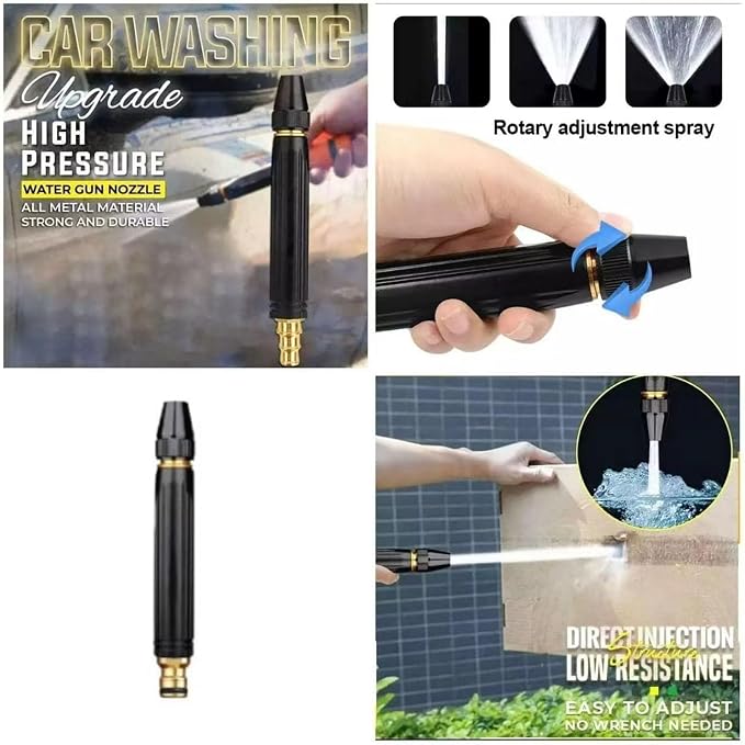 Home High-Pressure Car Wash Water Gun，2026 Pressure Power Washer Nozzle with Metal Connector Set，Heavy Duty Adjustable Hose Nozzle，Jet Nozzle Power Washer for Garden Hose、Car Wash (1pcs)