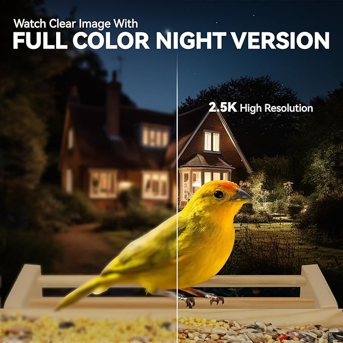 Smart Bird Feeder with Camera Solar Powered for Outdoors - 2.5K HD Wireless Birds Watching Camera, AI Identify Species,Auto Capture Birds Videos.Ideal Gift for Christmas，Bird Lover，Mom