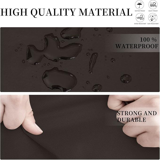 Easy-Going Patio V-Shaped Sectional Sofa Cover, Waterproof Outdoor Sectional Cover, Heavy Duty Garden Furniture Cover with Air Vent 118" L (on Each Side) x 33.5" D x 31" H, Beige/Dark Brown