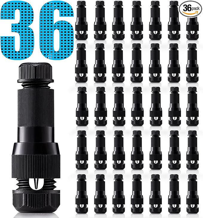 SUNVIE Low Voltage Wire Connector Waterproof Landscape Lighting Connectors 12-14 Gauge Wire Connectors, Low Voltage Landscape Wire Connectors for Path Light Spot Light and Other Outdoor Light, 36Pack