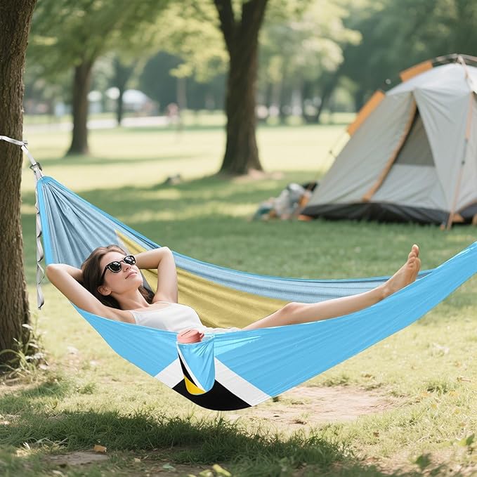 National Flag of Saint Lucia Hammocks with Portabl Carry Bag Backyard Hammock for Indoor Outdoor Patio