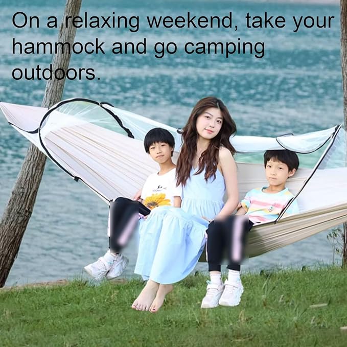 Portable Polyester Hammock with Mesh Lightweight Portable Multipurpose Easy to Install Tree Hanging Good Load-Bearing Capacity Comfortable