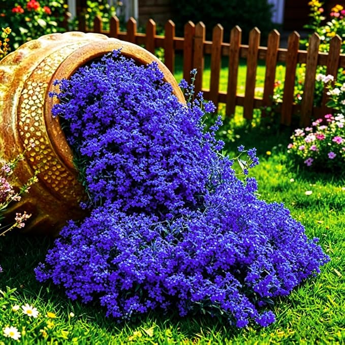 9998+ Blue Woolly Thyme Seeds for Planting,Perennial Blue Creeping Thyme Seeds Ground Cover,Drought Tolerant Path Edging Thym Seed Evergreen Silver Foliage for Stone Pathways