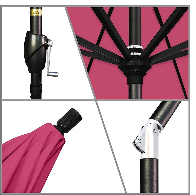 California Umbrella 7.5' Round Aluminum Market Umbrella, Crank Lift