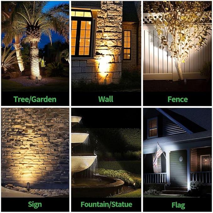 3CCT LED Spotlight, 3000K/4000K/5000K Selectable Low Voltage Landscape Lights, IP65 Waterproof ORB Aluminum, Perfect for Outside Backyard Fence Patio 8 Pack