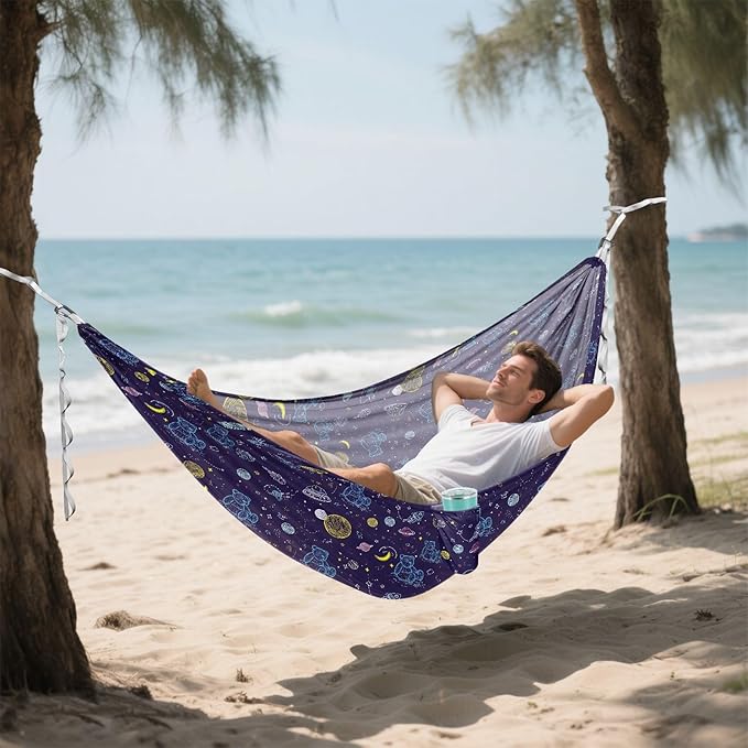 Camping Hammock Outdoor Hammocks for Outside Bear Space Cute Beach Trees Portable Lightweight with Pockets Tree Straps Indoor