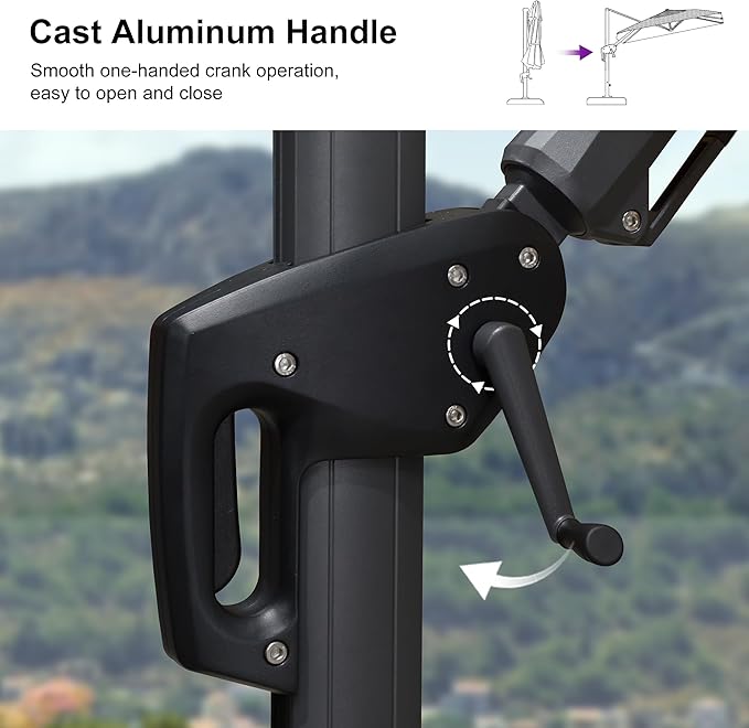 PURPLE LEAF 8' X 11' Left-right Tilting Patio Umbrella Outdoor Cantilever Swivel Rectangle Umbrella with Tilt Aluminum Offset Umbrella with 360-degree Rotation for Garden Deck Pool Patio Navy Blue