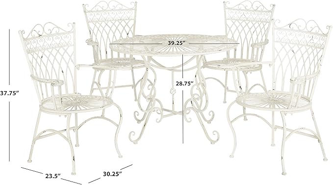 Safavieh Outdoor Collection Thessaly Antique White 5 Piece Patio Set