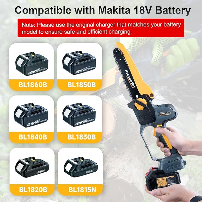 Cordless 8-Inch Pruning Chainsaw Compatible with Makita 18V Batteries, Brushless Handheld Chain Saw with Auto Oiler for Tree Trimming, Yard Maintenance & Storm Cleanup, Tool Only