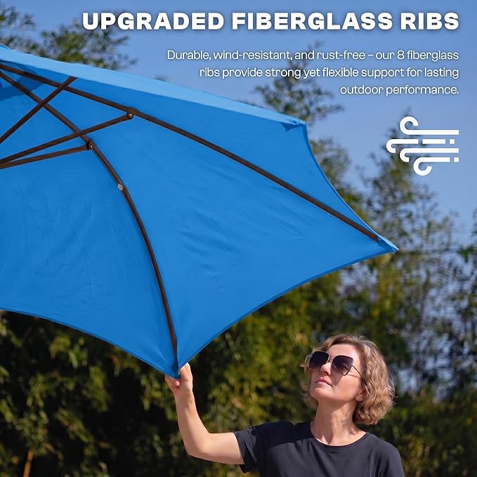 7.5ft Patio Umbrella, Outdoor Table Market Umbrella with Smooth Crank Lift, 6 Windproof Fiberglass Ribs, UPF50+ UV Protection for Deck, Pool, Garden and Backyard
