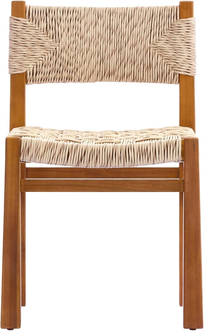 Christopher Knight Home 7 Piece Outdoor Dining Set Acacia Wood Expandable Table and 6 Wicker Chairs Light Grey Patio Dining Furniture Set with Teak Finish Wooden Frame for Garden Backyard Porch