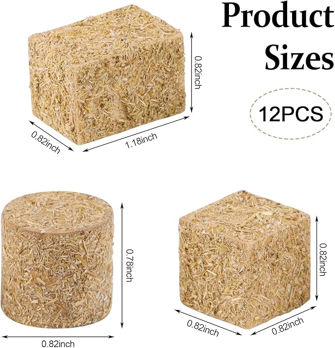 FOIMAS Miniature Hay Bales,12pcs Mini Bales for Mini House Decoration Garden Decoration DIY Autumn Harvest Craft