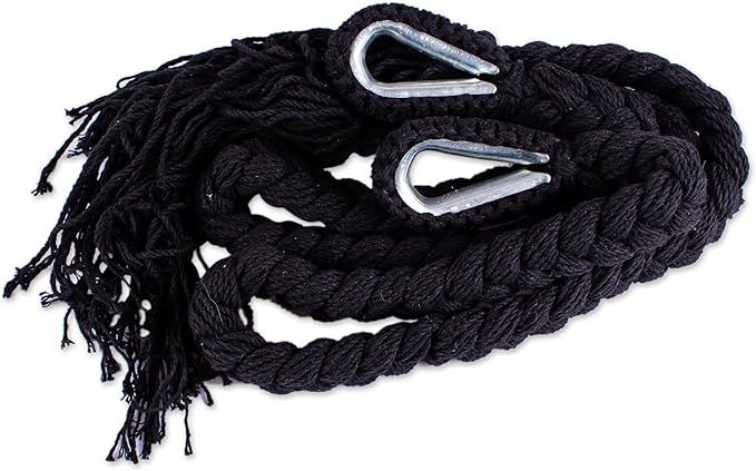 Novica Handmade Mirage in Black Cotton Rope Hammock (Double)