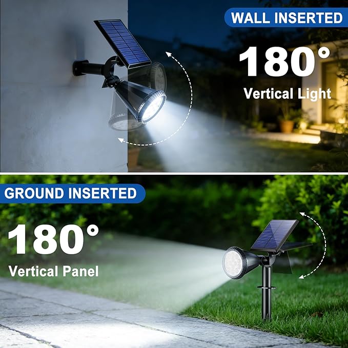 WELALO Solar Spot Lights Outdoor Waterproof IP65, 10 Pack 4 Lighting Modes Solar Powered Landscape Spotlights with Auto On/Off, Solar Garden Christmas Yard Pathway Wall Lights for Outside, Cool White