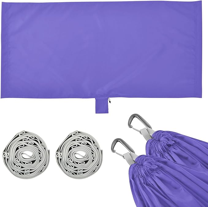 Slate Blue Solid Color Pure Plain Purple 330lb Capacity Camping Hammock with Portabl Carry Bag Portable Hammock for Outside Patio Garden Silla colgante para Patio Exterior