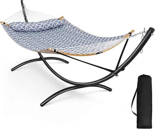 SUNCREAT Portable Outdoor Hammock with Stand, Double Hammock with Stand for Outside, Patent Pending, Gray