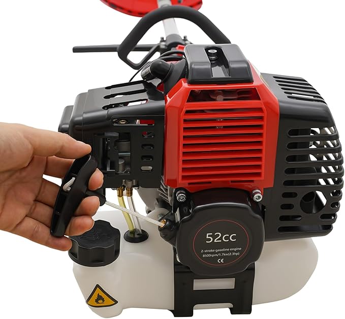 52CC 2-Stroke Brush Cutter, 10 in 1Weed Eater Garden Hedge Trimmer Combo, Multi Functional Trimming Tools Long Reach Pole Saw Grass String Trimmer Brush Tree Cutter Pruner for Shrub Harvesting