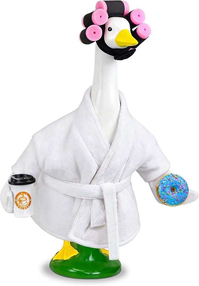 Lady Porch Goose Outfit Bathrobe Goose Outfit for 17/23" Outdoor Statue | Funny Porch Goose Outfits, Bathrobe Lawn Goose Outfit, Spring Summer Goose Outfit for 17/23" Lawn Geese for Garden Decoration