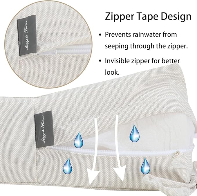 Magpie Fabrics Patio Bench/Swing Cushion Slip Cover 45 x 18 x 3 Inch, Water Resistant UV Protection Outdoor Furniture Loveseat Replacement Cushion Cover with Zipper (Recycled Cream White)
