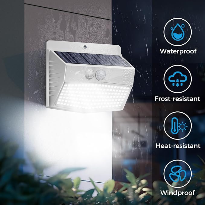 Solar Outdoor Lights, [8 Packs] Motion Sensor Security Lights with 3 Lighting Modes Wall Lights Waterproof Solar Powered Lights for Garden Yard,White