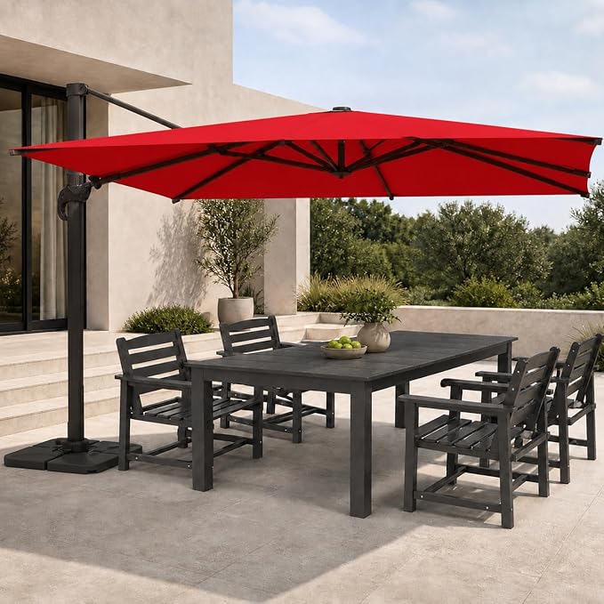 Cantilever Patio Umbrella, Large Square Outdoor Offset Umbrella with Aluminum Pole, 360-degree Rotation for Garden, Deck, Pool