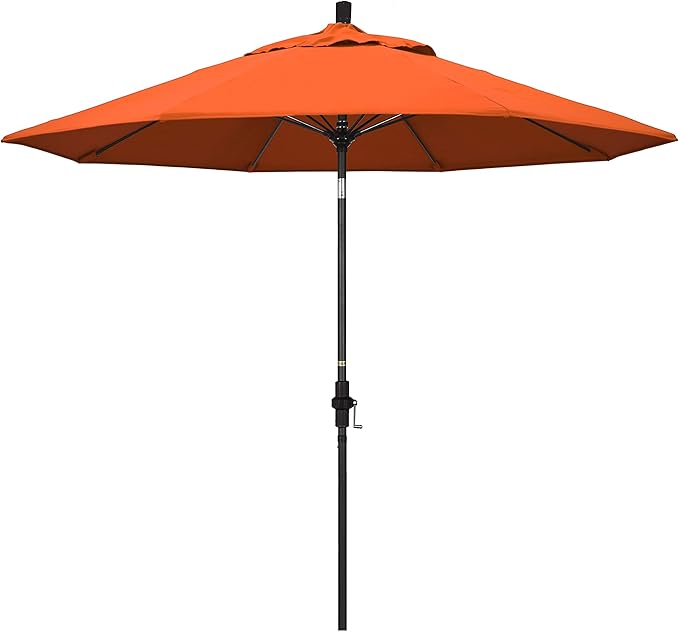 California Umbrella 9' Round Crank Lift, Collar Tilt, Aluminum Pole, Fiberglass Rib Patio Umbrella,