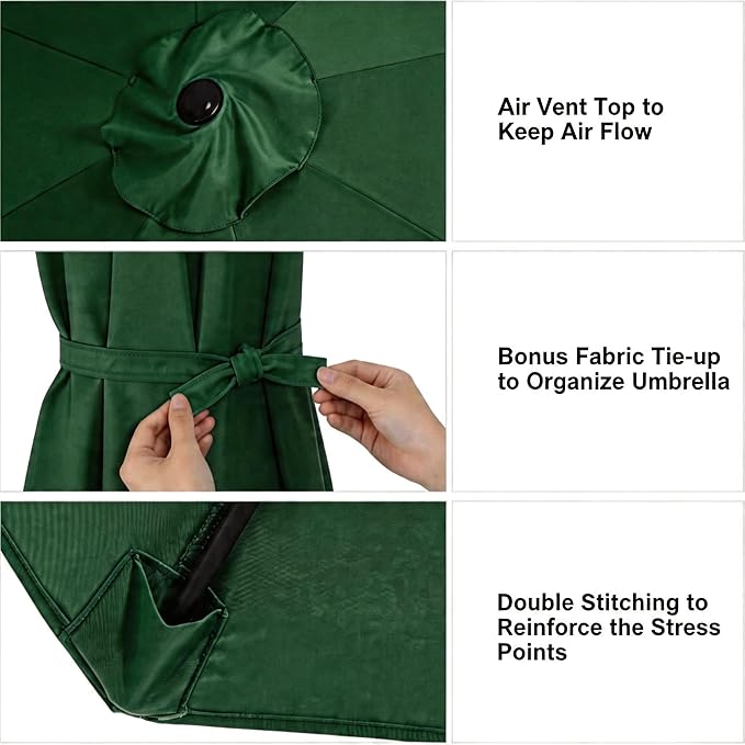 11FT Cantilever Patio Umbrella Replacement Canopy Outdoor Large Round 8 Ribs Length 64" to 66" (Canopy Only) Waterproof & UV