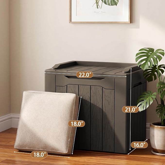 JUMMICO 31 Gallon Resin Deck Box Waterproof Indoor Outdoor Storage Boxes for Patio Furniture Cushions and Garden Tools (Brown)