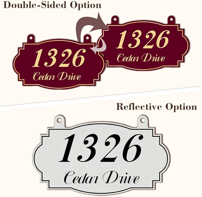 Personalized Hanging Address Sign, Custom Address Signs for Houses Home Yard Mailbox, Single Double Sided Custom Street Name Outdoor Address Decor Sign (Style2)