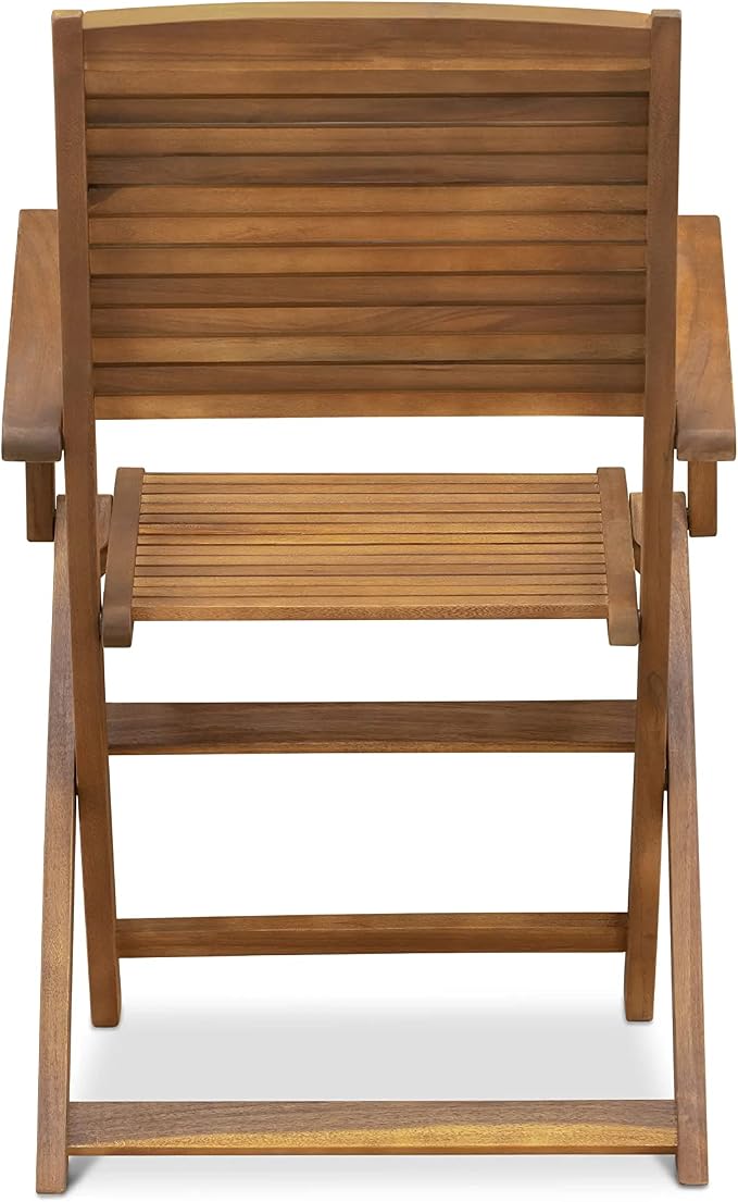 East West Furniture AEHD7CANA 7 Piece Outdoor Patio Dining Sets Consist of a Rectangle Acacia Wood Table and 6 Folding Arm Chairs, 36x60 Inch, Natural Oil