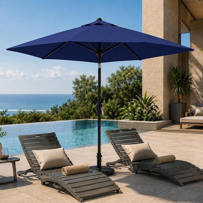 7.5ft Patio Umbrella, Outdoor Table Market Umbrella with Smooth Crank Lift, 6 Windproof Fiberglass Ribs, UPF50+ UV Protection for Deck, Pool, Garden and Backyard