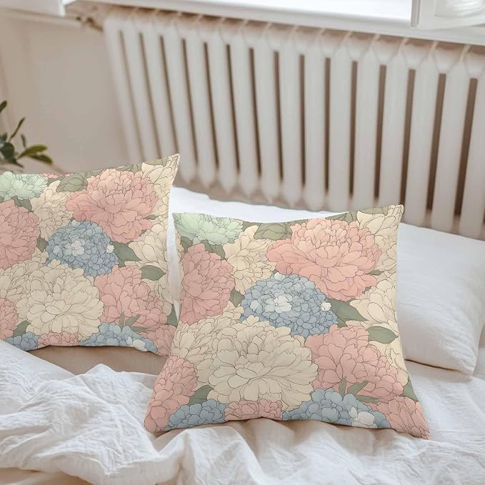 Botanical Flowers Waterproof Outdoor Pillow Covers Set of 2 Home Decor, Spring Colorful Garden Floral Plants Pillowcase Patio Pillow Covers for Couch Bench Furniture Garden 26x26in
