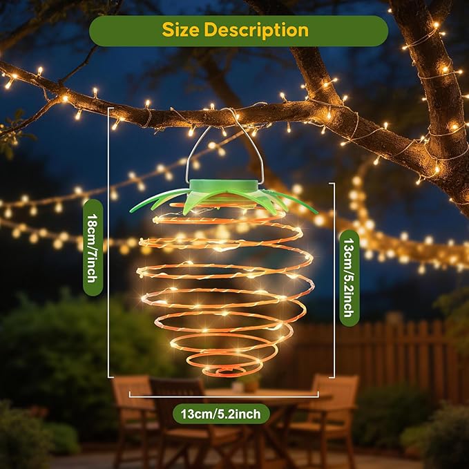 Solar Lights Outdoor, 2-Pack Decorative Strawberry Solar Garden Lights, Waterproof Outdoor Solar Lights for Patio Decor, Yard & Landscape, 20 LED Creative Hanging Fruit Lanterns for Garden Decor