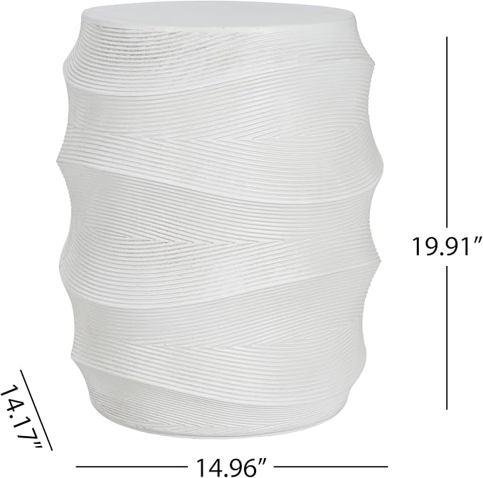 White Outdoor Side Table, Antique-Style MgO