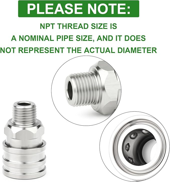 TAISHER 4PCS 304 Stainless Steel 1/4" Male NPT High Pressure Washer Quick Connect Coupler for Pressure Washing Gun Hose Accessories