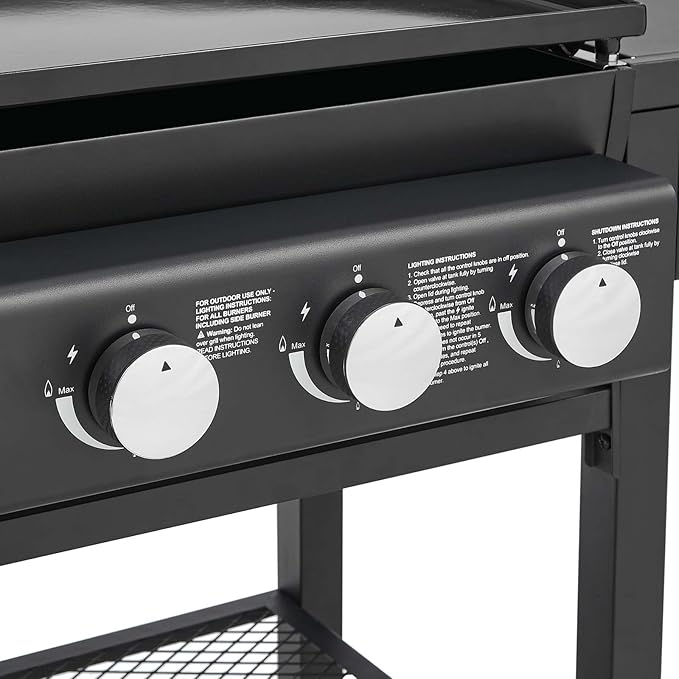 5 Burners Propane Gas Grill and Griddle Combo with Side Burner, 3 in 1 Griddle Grill and Porcelain-Enameled Cast Iron Grates, 56,000 BTU Outdoor Cooking Barbecue Grill, Black