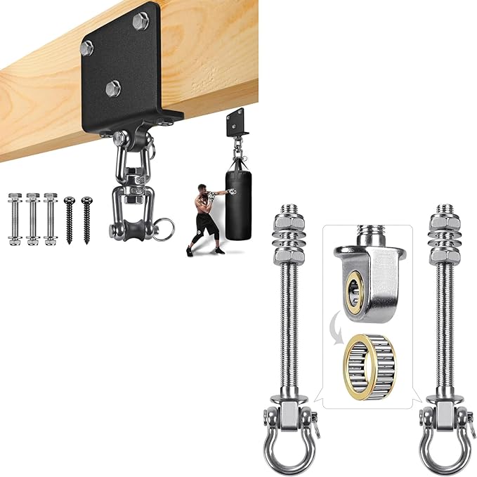 BeneLabel Heavy Duty Swing Hangers & Punching Bag Hanger - 1500 LB Capacity, 360° Rotation, Stainless Steel - Ideal for Hammocks, Yoga Swings, Boxing Bags