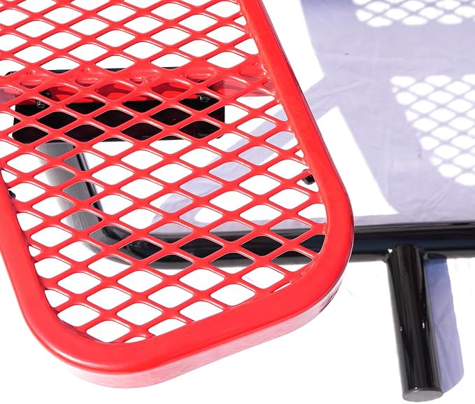 ADA Outdoor Picnic Table, Expanded Metal, Wheelchair Accessible (Red, 46 Round)