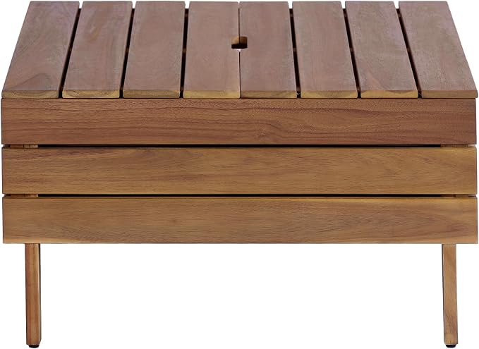 8-Piece Acacia Wood Outdoor Sectional Sofa Set, All-Weather Patio Conversation Set, Modular Sectional Furniture Set with Storage Tea Table, Coffee Table and Cushions for Backyard Poolside