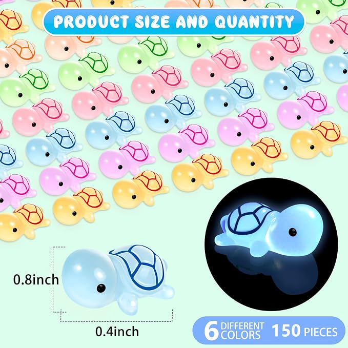 150PCS Luminous Mini Resin Sea Turtle Figurines Cute Tiny Turtles for Micro | Mini Resin Sea Turtles, Sea Turtles Figurines Glow in The Dark, Cute Tiny Turtles Bulk, Cake Toppers Ocean Theme DIY Hidden