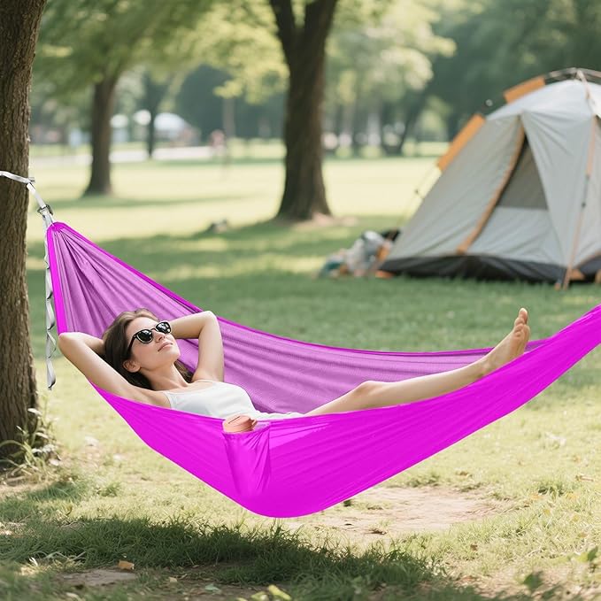 Purple 330lb Capacity Camping Hammock with Hanging Rope Backyard Hammock for Outside Patio Garden hamaca con Base para adultos