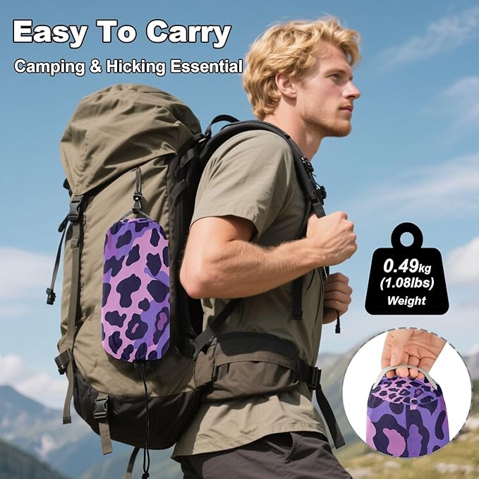 Camping Hammock Outdoor Hammocks for Outside Purple Leopard Skin Texture Beach Trees Portable Lightweight with Pockets Tree Straps Indoor Small
