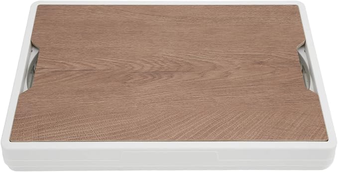ZJchao 30L Duty Outdoor Storage Box with Detachable Wood Panel Locking Lid for Camping Deck Garden Use