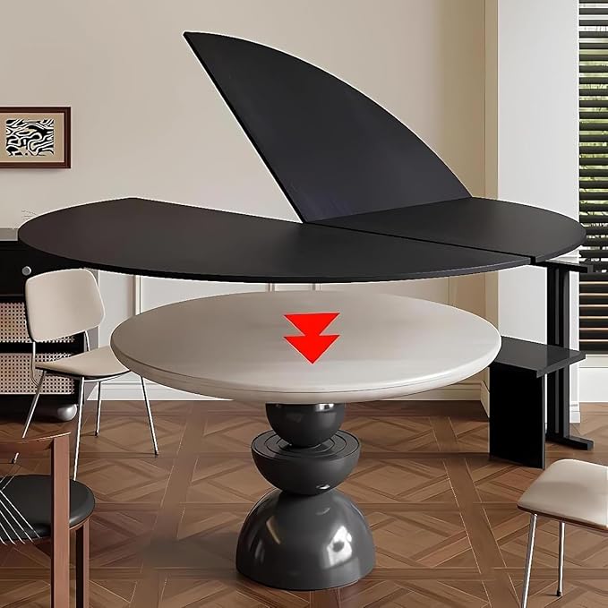 Large Round Foldable Table Top, 59 ” Diameter Portable Dining Table Extender Top, No Legs Wooden Round Table Tops Only, for Round Table and Square Table (Black, 5.9ft/71.2in)