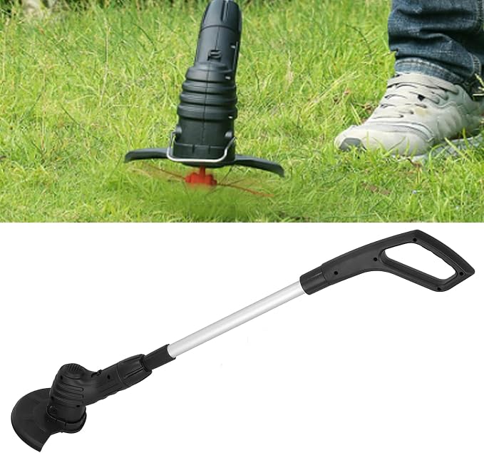 1Set Electric Weed Cordless Stringless Electric Lawn Mower Handheld Long Battery Life Household Cordless Small USB Rechargeable Field Mower with 20 Replace Blades for Yard Garden