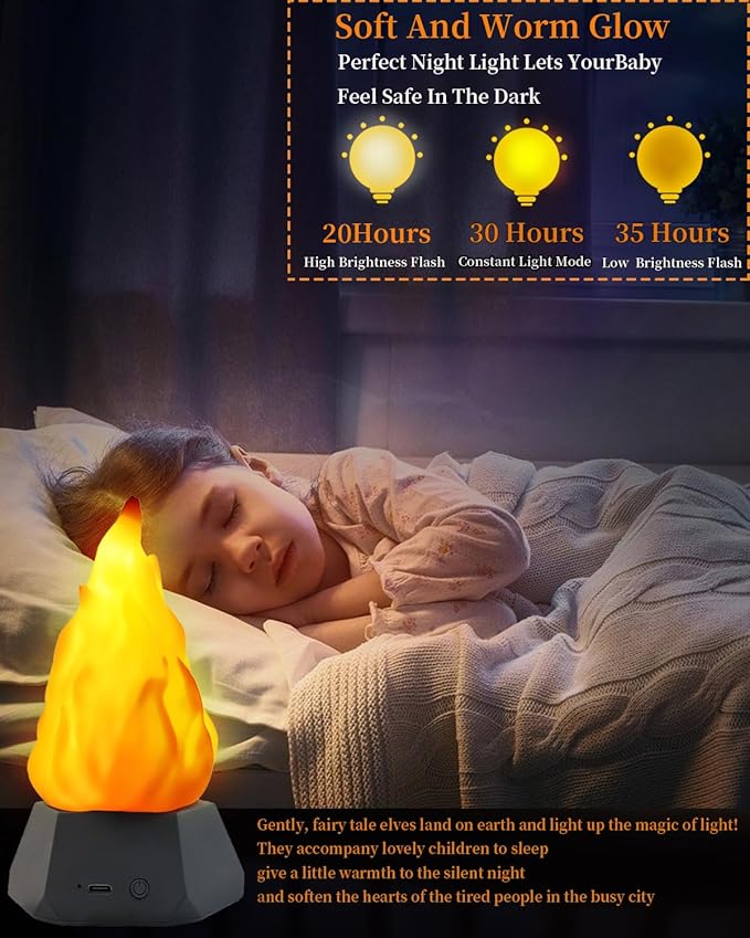 Fake Fire Lamp, LED Rechargeable Travel Night Light with Flickering Cozy Lighting,3-Mode Flame Fireplace Candles for Apartment Patio Decor Outdoor Camping Decorations-4 Pack…