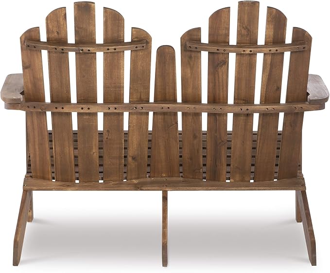 Linon Jayde Adirondack Double Bench, Teak
